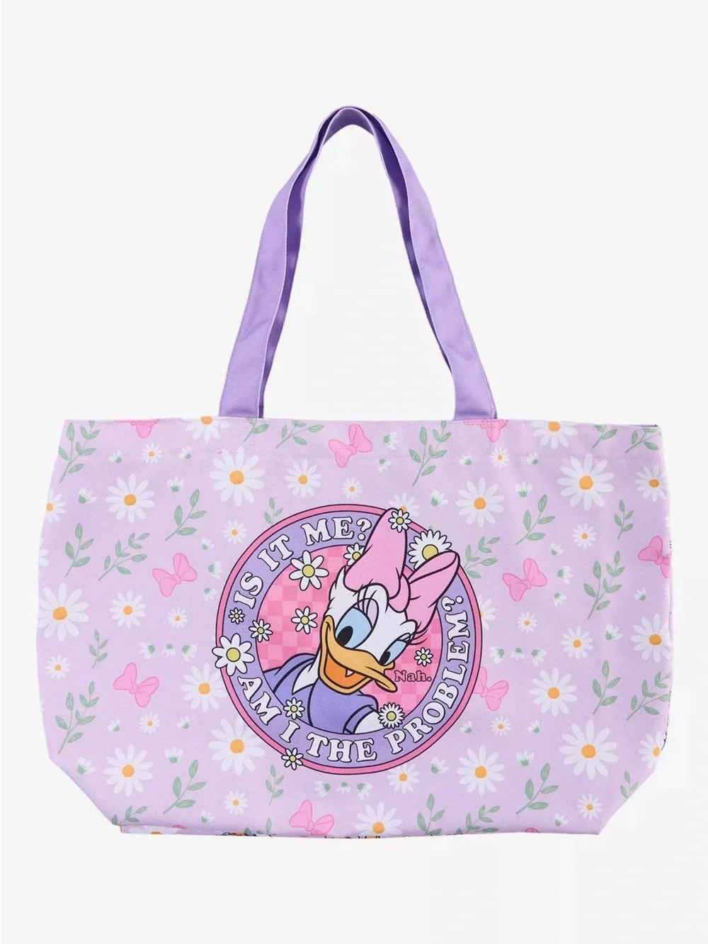 Loungefly Disney Daisy Duck Lavender Floral Large Canvas Tote Bag